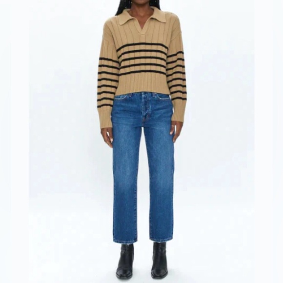 Pistola Tan and Black V-Neck Sweater - Picture 1 of 6